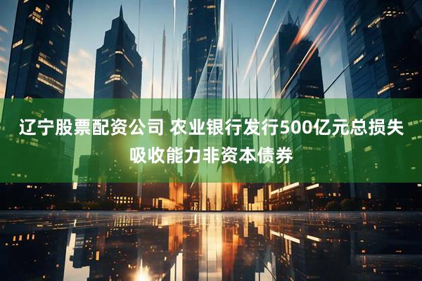 辽宁股票配资公司 农业银行发行500亿元总损失吸收能力非资本债券